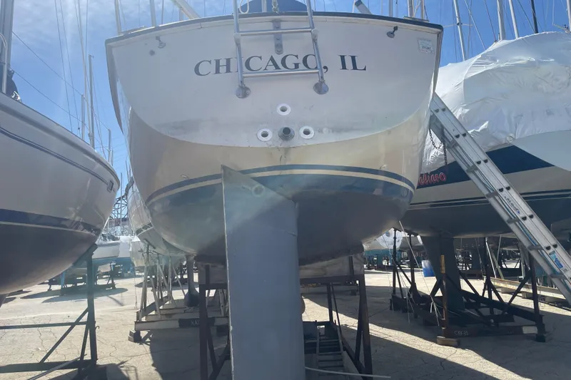 Slide: The Image of 1982 O'Day 34 sailboat "Nina Returns" docked in Chicago, IL marina. - 3