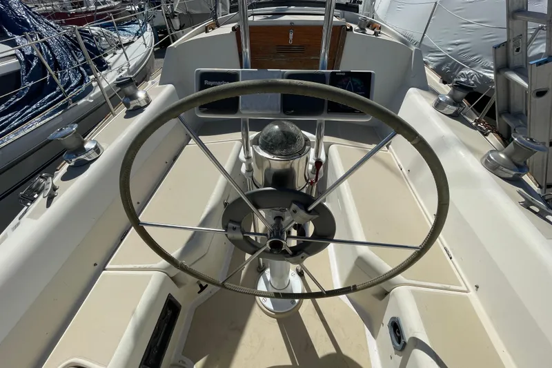 Slide: The Image of Propeller and rudder of a 1982 O'Day 34 sailboat on a stand. - 7