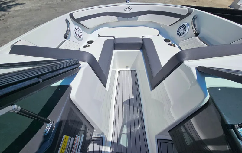 Slide: The Image of Interior view of 2019 Monterey M-205 boat with gray seating. - 24
