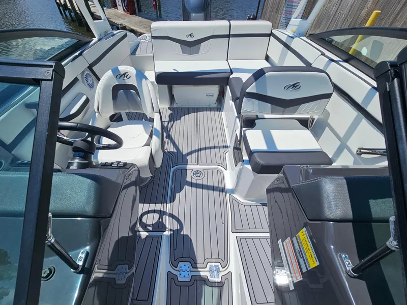 Slide: The Image of Interior of a 2019 Monterey M-205 boat with modern seating. - 27