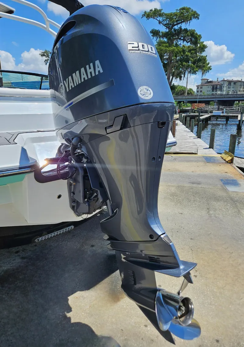 Slide: The Image of Yamaha 200 outboard motor on a 2019 Monterey M-205 boat. - 5