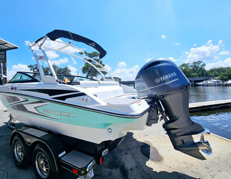 Slide: The Image of 2019 Monterey M-205 boat with Yamaha engine at dock. - 6