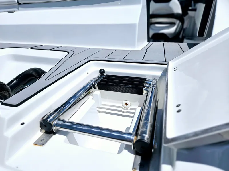 Slide: The Image of Folded ladder on a 2019 Monterey M-205 boat. - 8