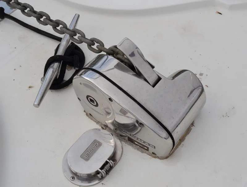 Slide: The Image of Anchor windlass on a 1994 Carver 370 Voyager boat. - 33