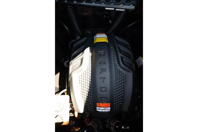 Slide: The Image of 2025 Moomba Max engine featuring Raptor branding, showcasing powerful performance. - 15