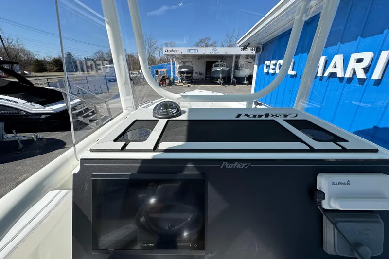 Slide: The Image of Helm of 2026 Parker 230 Coastal Elite boat with Garmin navigation at Cecil Marine. - 14