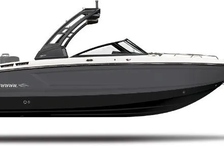 The Image of 2026 Chaparral SSX 6 boat, sleek design, black and white exterior, modern wakeboard tower. - 0