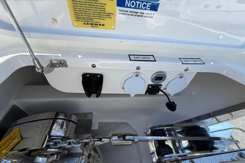 Slide: The Image of Control panel of 2026 Pursuit S 358 Sport boat with water connections. - 133