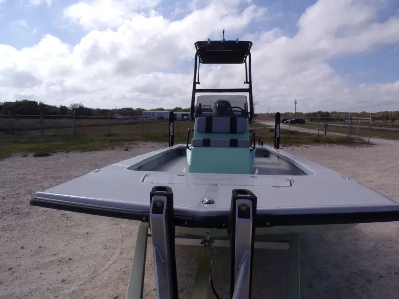 Slide: The Image of 2026 Majek 21 Redfish boat on trailer, ready for adventure. - 17