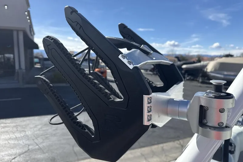 Slide: The Image of 2025 Moomba Craz wakeboard rack, close-up view, showcasing sleek design and sturdy construction. - 22