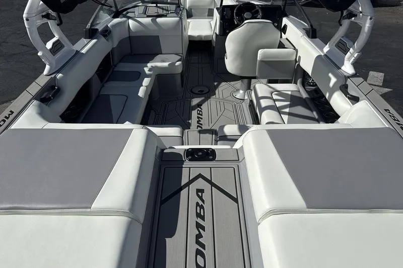 Slide: The Image of 2025 Moomba Craz boat interior with sleek seating and modern design. - 9
