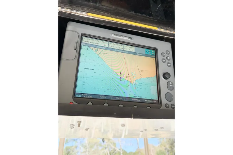 Slide: The Image of Navigation system display on 1988 Pacemaker 36 Convertible boat. - 39