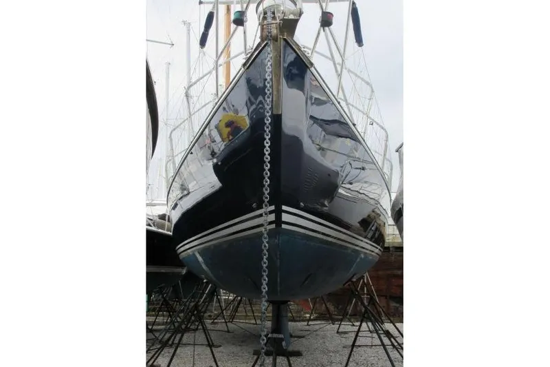 Slide: The Image of Front view of a 1994 C&C 51' XL / CB yacht on dry dock. - 37
