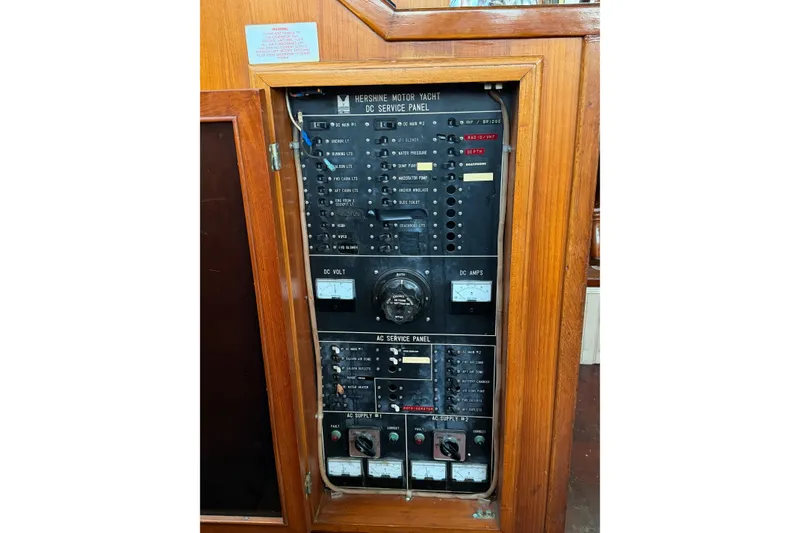 Slide: The Image of Electrical service panel on a 1989 Jefferson Marquessa 52 Extended Deckhouse yacht. - 116