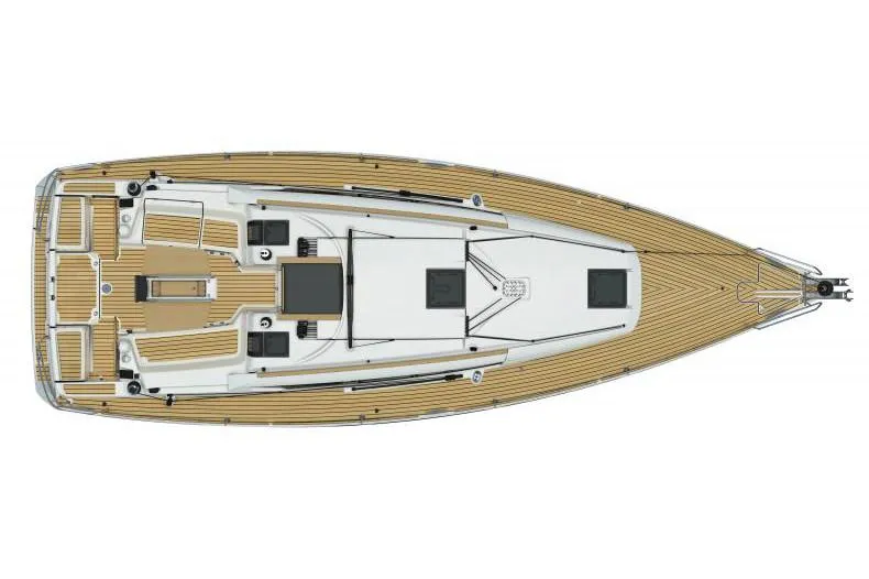 Slide: The Image of Manufacturer Provided Image: Top view of 2019 Jeanneau Sun Odyssey 389 sailboat deck layout. - 6