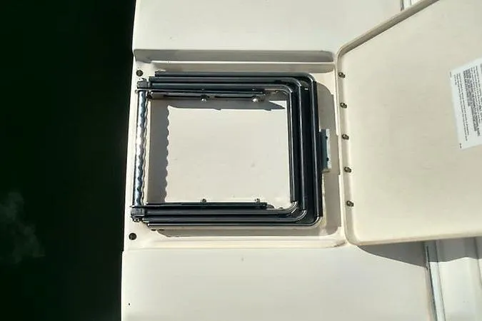 Slide: The Image of Foldable ladder on 2001 Sea Ray 290 Sundancer boat deck. - 9