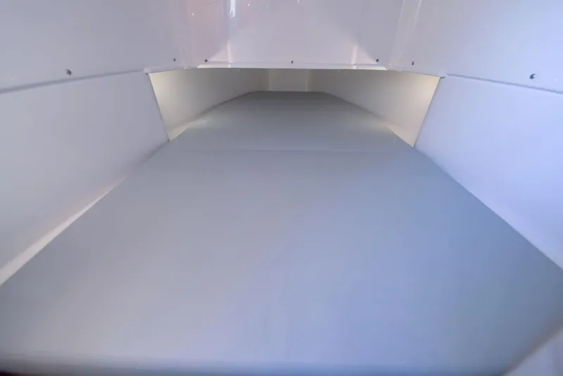 Slide: The Image of Interior cabin view of 2025 Solace 37 CS boat, showcasing spacious sleeping area. - 20