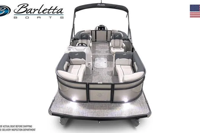 Slide: The Image of 2026 Barletta SANZA 22QC pontoon boat with spacious seating and sleek design. - 12