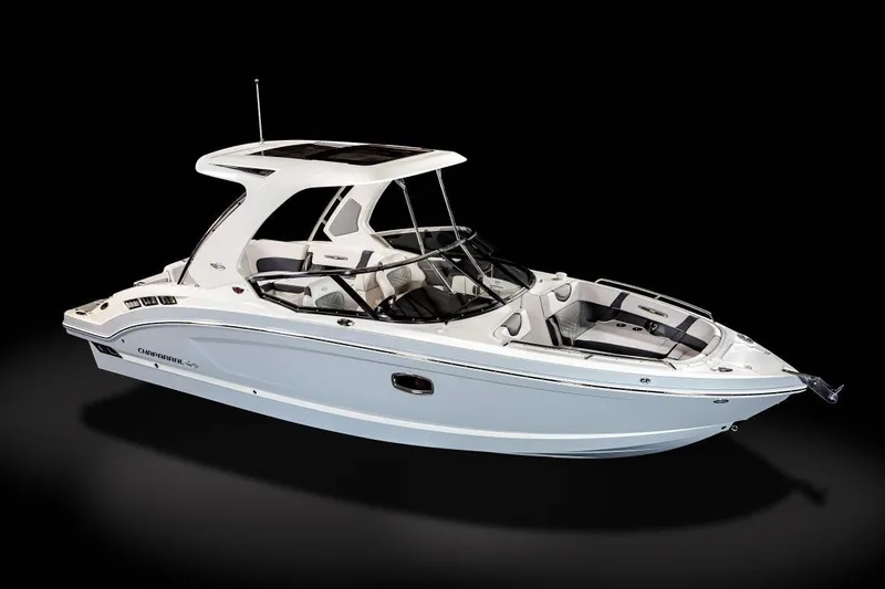 Slide: The Image of Manufacturer Provided Image: 2021 Chaparral 317 SSX boat, sleek design, white exterior, luxury seating. - 15