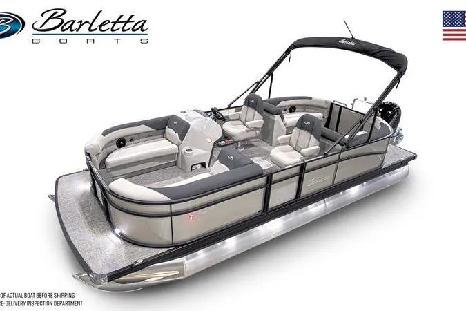 Slide: The Image of 2026 Barletta SANZA 22QC pontoon boat with sleek design and comfortable seating. - 5