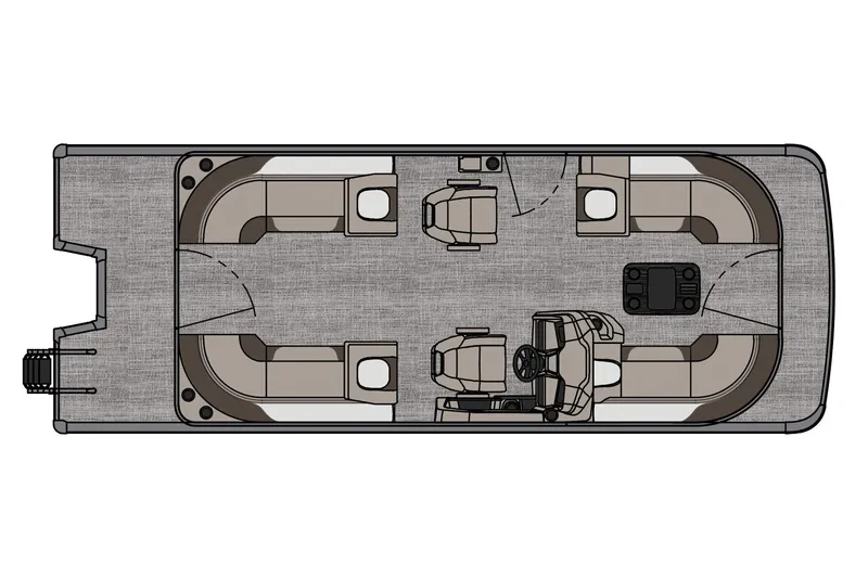 Slide: The Image of Manufacturer Provided Image: 2026 Tahoe Pontoon LTZ Quad Lounger 23 top view layout, featuring spacious seating and helm. - 1