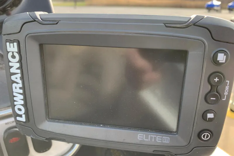 Slide: The Image of Lowrance Elite 5Ti fishfinder on a 2010 Nitro Z-7 boat dashboard. - 9
