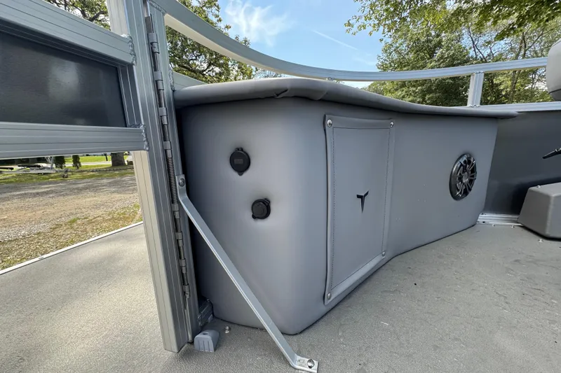 Slide: The Image of 2026 Tahoe Pontoon Sport 85 Center Console Fish 23 interior detail, featuring sleek design elements. - 3