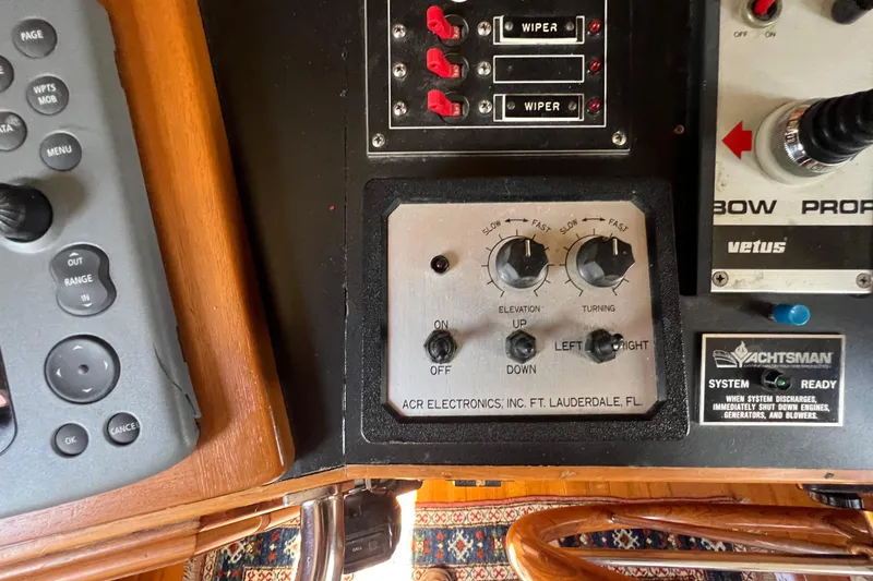 Slide: The Image of 1989 Hans Christian INDEPENDENCE 45 TRAWLER bathroom with wooden accents and compact design. - 110