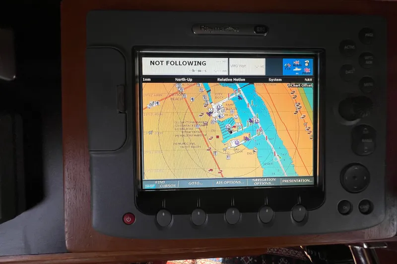 Slide: The Image of Compact bathroom in 1989 Hans Christian INDEPENDENCE 45 TRAWLER with wooden accents and toilet. - 112