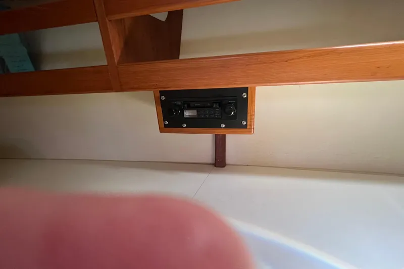 Slide: The Image of Engine room of 1989 Hans Christian INDEPENDENCE 45 TRAWLER with fire extinguishers and piping. - 156