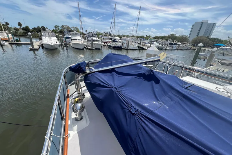Slide: The Image of Wooden storage compartment with hose and showerhead on 1989 Hans Christian INDEPENDENCE 45 TRAWLER. - 38