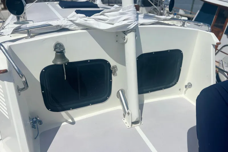 Slide: The Image of Interior view of 1989 Hans Christian INDEPENDENCE 45 TRAWLER, featuring stainless steel ladder and nautical equipment. - 42