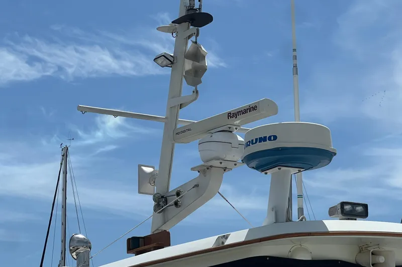 Slide: The Image of 1989 Hans Christian INDEPENDENCE 45 TRAWLER deck with polished wood finish and seating. - 44