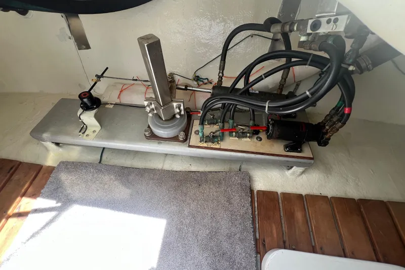 Slide: The Image of Interior of 1989 Hans Christian INDEPENDENCE 45 TRAWLER, featuring kitchen with wood accents and appliances. - 61