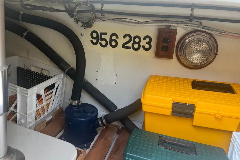 Slide: The Image of Compact kitchen in 1989 Hans Christian INDEPENDENCE 45 TRAWLER with stove, microwave, and double sink. - 64