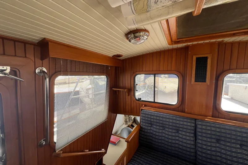 Slide: The Image of Interior view of 1989 Hans Christian INDEPENDENCE 45 TRAWLER helm with navigation instruments. - 99