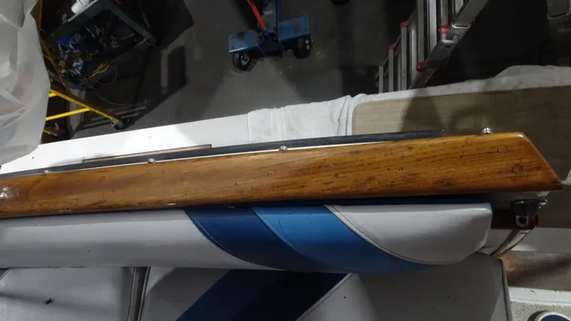 Slide: The Image of Wood trim on Sea Ray 340 Sundancer 1987 boat. - 25