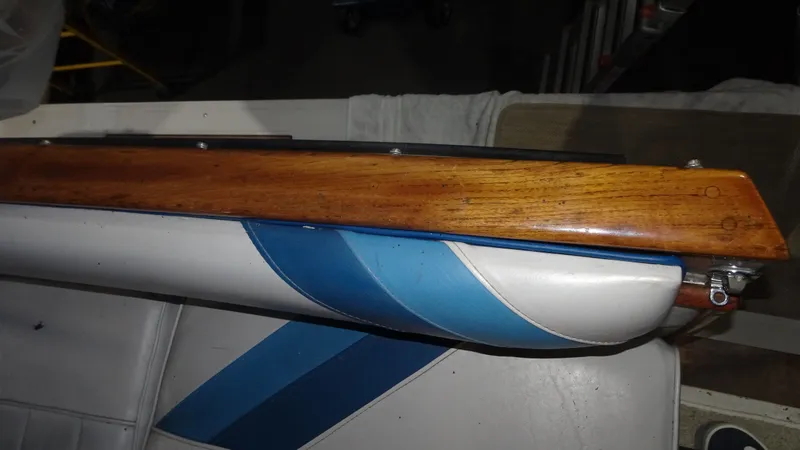 Slide: The Image of Close-up of a 1987 Sea Ray 340 Sundancer boat detail. - 27