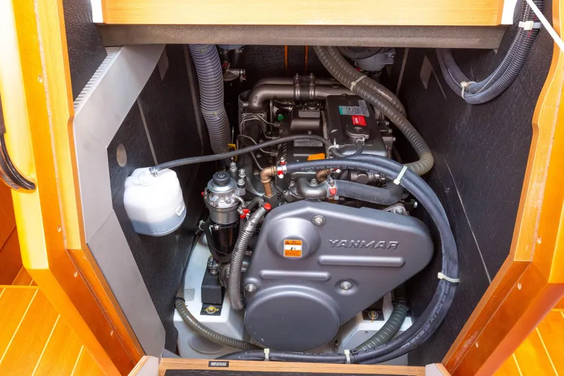 Slide: The Image of Engine compartment of a 2015 Jeanneau 53 sailboat with Yanmar engine. - 50