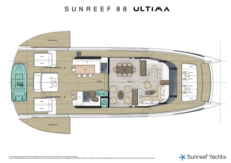 Slide: The Image of Plan view of 2026 Sunreef Ultima 88 yacht interior layout. - 21