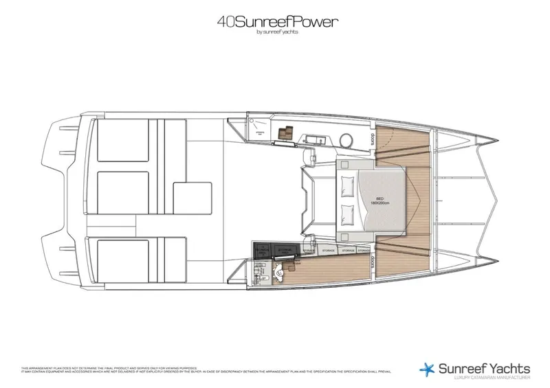 Slide: The Image of Floor plan of 2018 Sunreef 40 Power yacht, showcasing interior layout and design. - 16