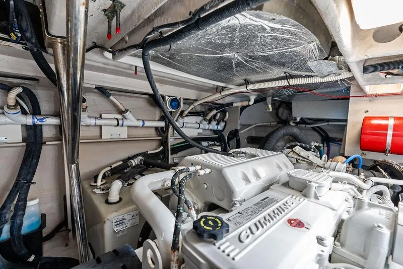 Slide: The Image of Engine room of 2017 Sea Ray Fly 510 yacht with Cummins engine and piping. - 47