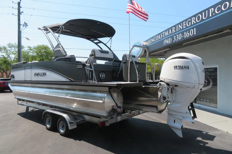 Slide: The Image of 2026 Avalon Catalina Quad Lounge Shift boat with Yamaha engine at Suncoast Marine Group. - 13