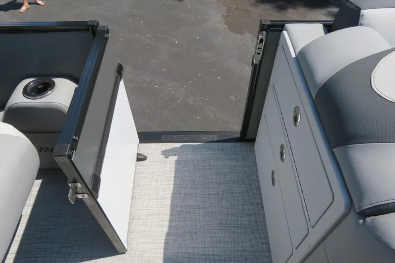 Slide: The Image of 2026 Avalon Catalina Quad Lounge interior with open gate and seating area. - 47