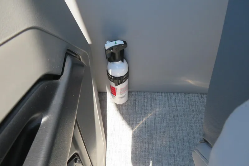 Slide: The Image of Fire extinguisher in 2026 Avalon Catalina Quad Lounge Shift boat interior. - 64