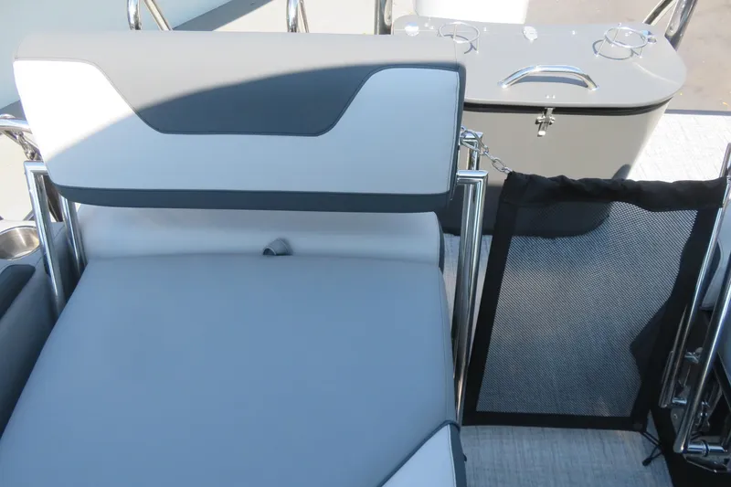 Slide: The Image of 2026 Avalon Catalina Quad Lounge Shift boat interior with sleek seating design. - 67