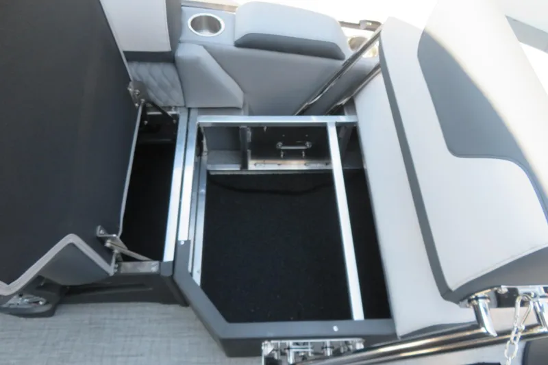 Slide: The Image of Open storage compartment in 2026 Avalon Catalina Quad Lounge Shift boat. - 72