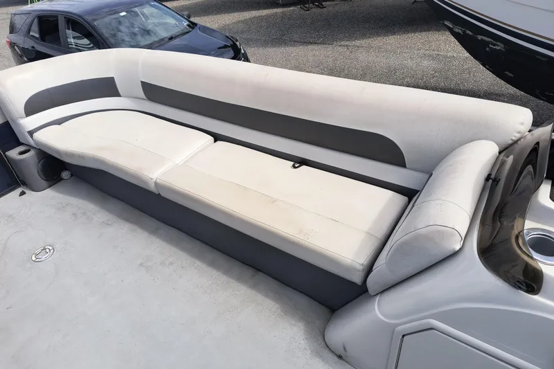 Slide: The Image of 2018 Crest I Fish 220 C4 boat interior with spacious seating area. - 11
