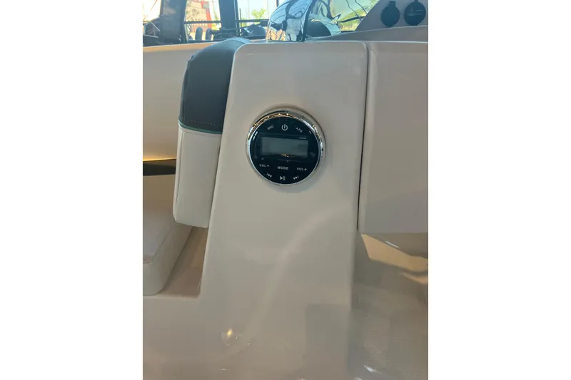 Slide: The Image of 2026 Tahoe T16 boat interior with control panel and seating. - 7