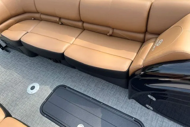 Slide: The Image of Luxurious tan seating on 2026 Regency 250 DL boat with sleek design and modern flooring. - 15